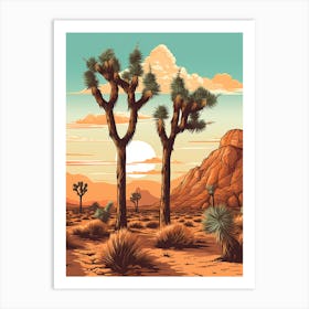  Retro Illustration Of A Joshua Trees At Dawn In Desert 6 Art Print