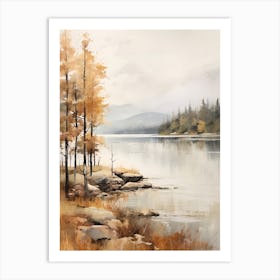 Lake In The Woods In Autumn, Painting 26 Art Print