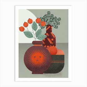 Vases And Fruit Art Print