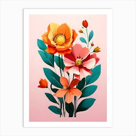 Efflorescence: Where Flowers and Feathers Meet Art Print