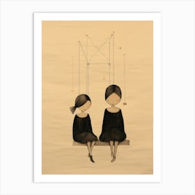 Two Girls On Swings Art Print