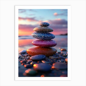 Pebbles At Sunset 1 Art Print