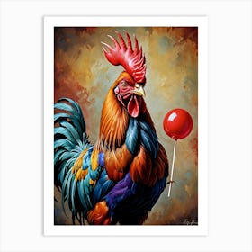 Rooster With Lollipop Art Print