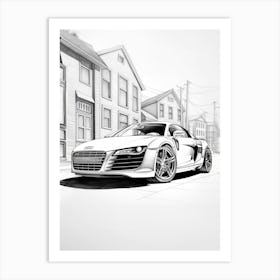 Audi R8 Line Drawing 3 Art Print