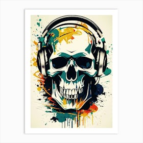 Skull With Headphones 127 Art Print