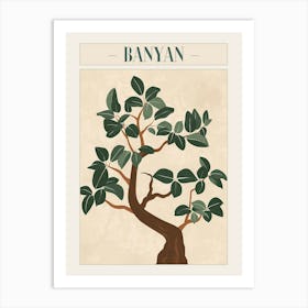 Banyan Tree Minimal Japandi Illustration 1 Poster Art Print