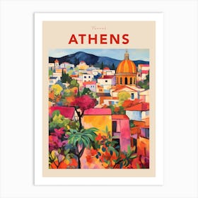 Athens Greece 2 Fauvist Travel Poster Art Print