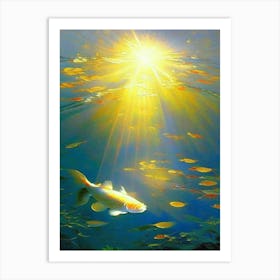 Kikokuryu Koi Fish Monet Style Classic Painting Art Print