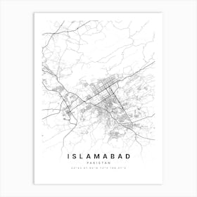 Islamabad Pakistan White Map Art Print