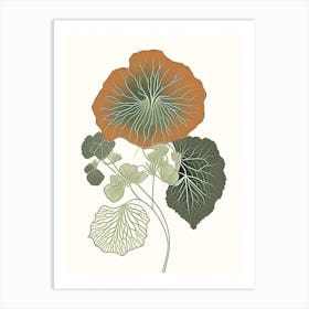 Nasturtium Herb William Morris Inspired Line Drawing 1 Art Print