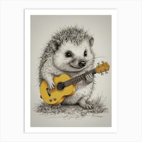 Hedgehog Playing Guitar 18 Art Print