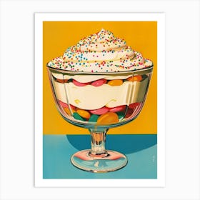 Retro Trifle With Rainbow Sprinkles Vintage Cookbook Inspired 2 Art Print
