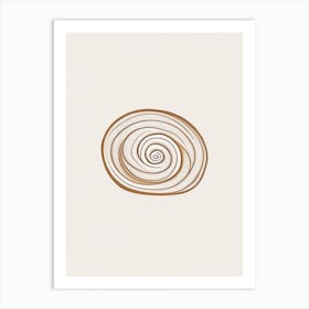 Cinnamon Bun Bakery Product Minimalist Line Drawing Art Print