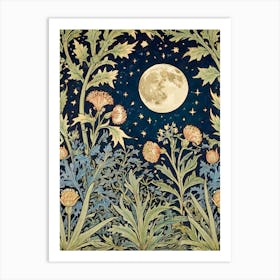 Thistle And Moon Style William Morris Art Print