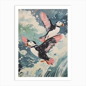 Vintage Japanese Inspired Bird Print Puffin 3 Art Print