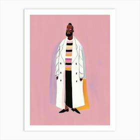 Illustration Of A Man In A Coat 1 Art Print