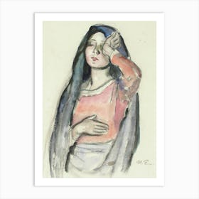 Mary, Sketch For The Stained Glass Window Ave Maria In Pori Church, By Magnus Enckell Art Print