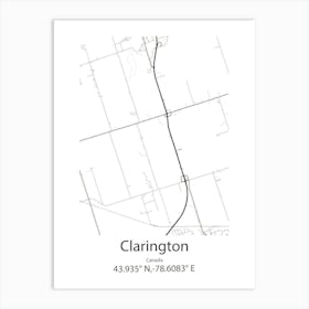 Clarington,Canada Minimalist Map Art Print