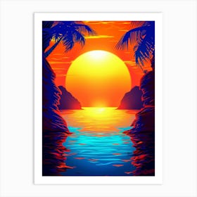 Sunset With Palm Trees 7 Art Print