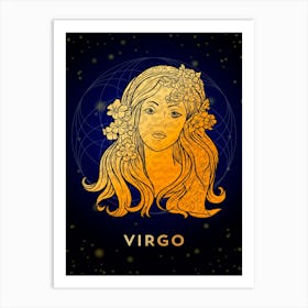 Virgo — Zodiac golden sign Art Print