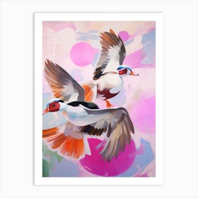 Pink Ethereal Bird Painting Bufflehead 1 Art Print