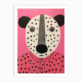 Pink Polka Dot Badger 1 Art Print