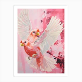 Pink Ethereal Bird Painting Northern Cardinal 1 Art Print