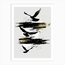 Black Birds In Flight Art Print