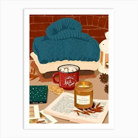 Illustration Of A Cozy Winter Scene Affiche