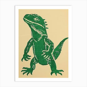 Green Iguana Bold Block 2 Art Print