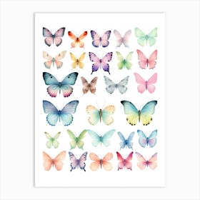 Watercolor Butterflies 2 Art Print