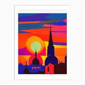 Geometric Sunset Over The City Art Print