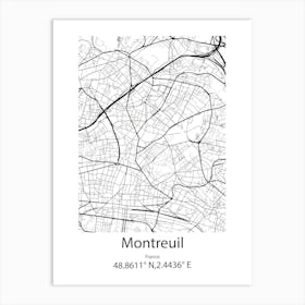 Montreuil,France Minimalist Map Art Print