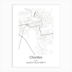 Chortkiv,Ukraine Minimalist Map Affiche