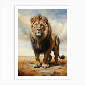 Lion on the Prowl Chalk Style Art Print