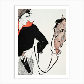Cowboy With Horse Art Print, Edward Penfield Art Print