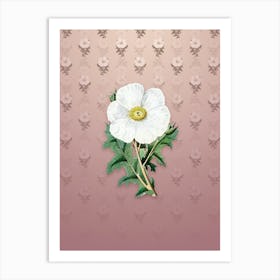 Vintage Mexican Poppy Flower Botanical on Dusty Pink Pattern Art Print