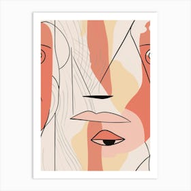 Abstract Face Line Drawing 3 Art Print