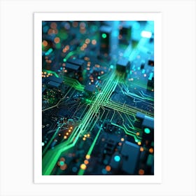 Abstract Depiction Of Advanced Cybersecurity Concept Interlacing Neural Network Patterns And Thick 2 1 Art Print