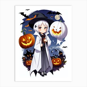 Witch With Pumpkins 3 Art Print