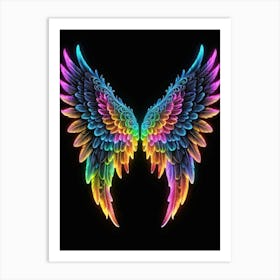 Neon Angel Wings 27 Art Print