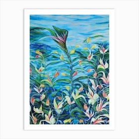 Heliconia Floral Print Bright Painting Flower Art Print