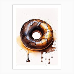 Chocolate Donut Cute Neon 3 Art Print