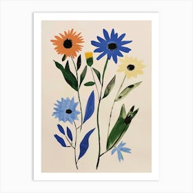 Painted Florals Cornflower 3 Art Print