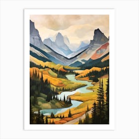 Autumn National Park Painting Yoho National Park British Columbia Canada 2 Art Print