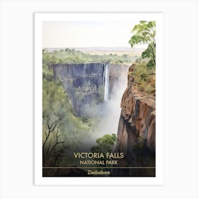 Victoria Falls National Park Zimbabwe Watercolour 4 Art Print