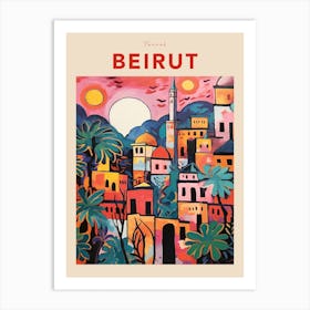 Beirut Lebanon 4 Fauvist Travel Poster Art Print