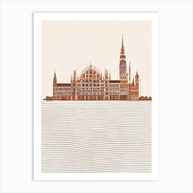 Marienplatz Munich Boho Landmark Illustration Art Print