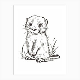 B&W Ferret Art Print