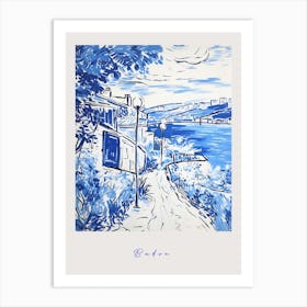 Budva Montenegro 4 Mediterranean Blue Drawing Poster Art Print